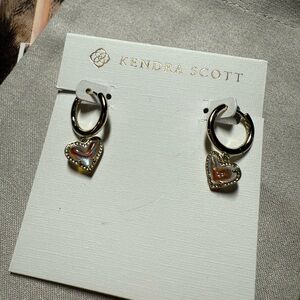 Kendra Scott Ari Heart Dichroic Gold Huggie Earrings